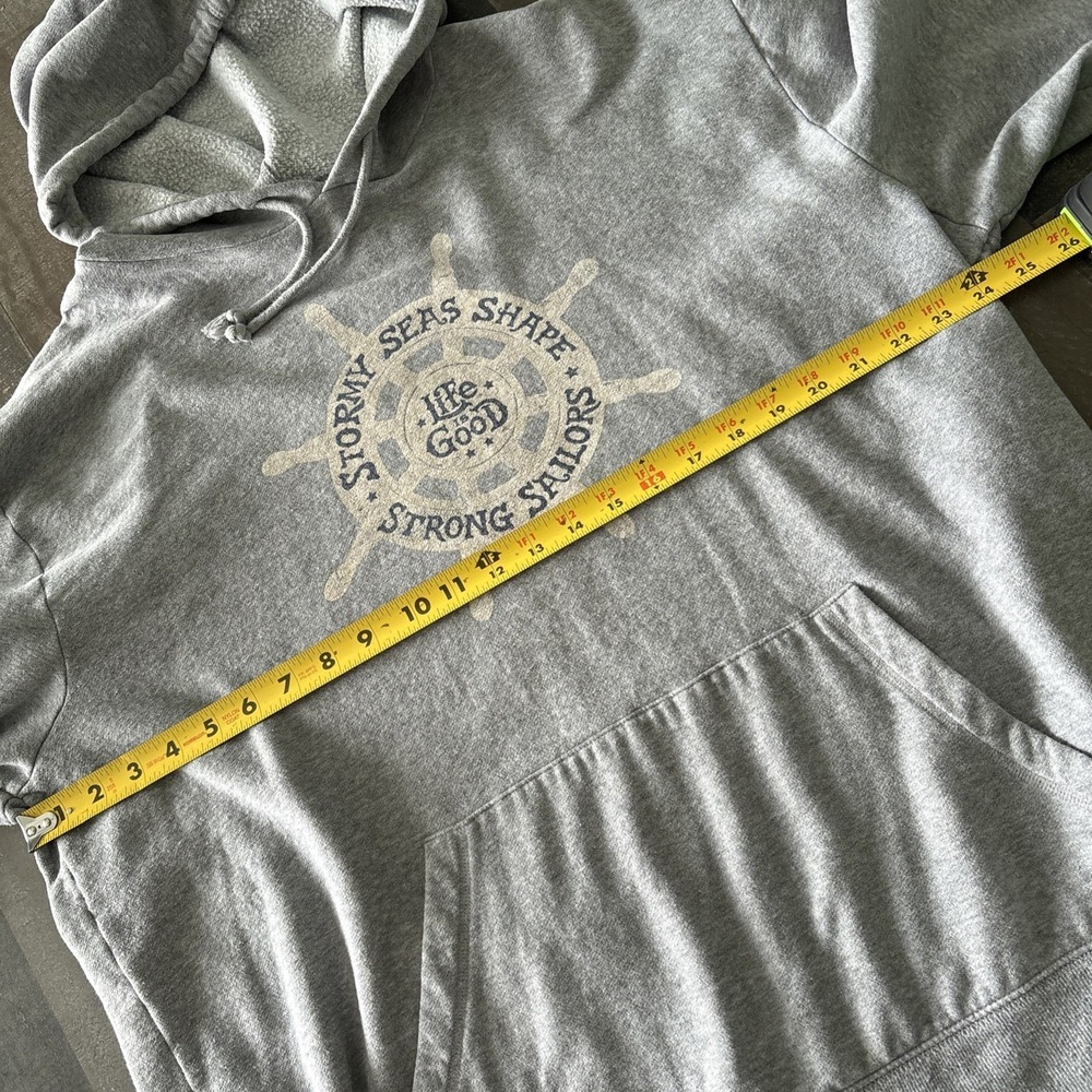 Life Is Good Sweatshirt Hoodie Size XL Stormy Seas Shape Strong Sailors Gray - Picture 5 of 8